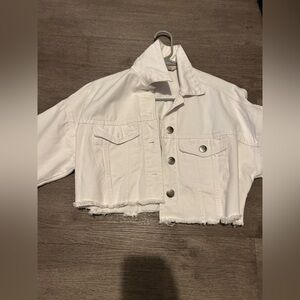 White Cropped Denim Jacket
